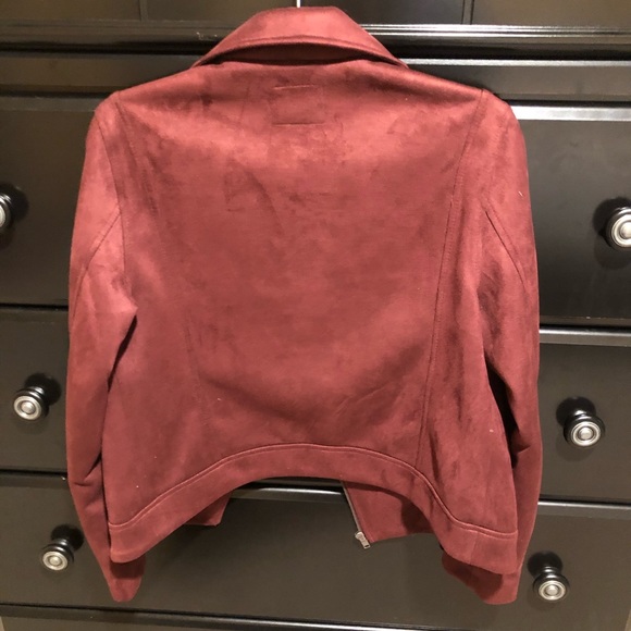 Maroon Suede Biker Jacket - Picture 4 of 4